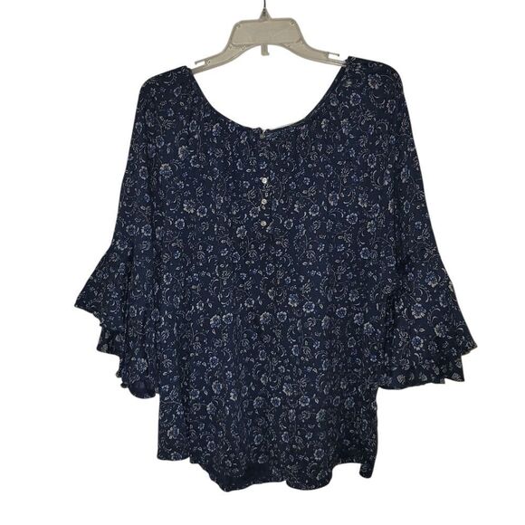 Chaps Blue and White Blouse Elegant Top - Picture 1 of 4